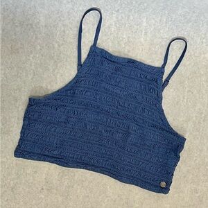Roxy Blue Ribbed/smocked Cropped Camisole